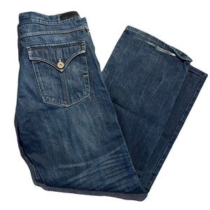 Mens Vintage Ring Of Fire Relaxed Fit Distressed Jeans, Size 36 x 34